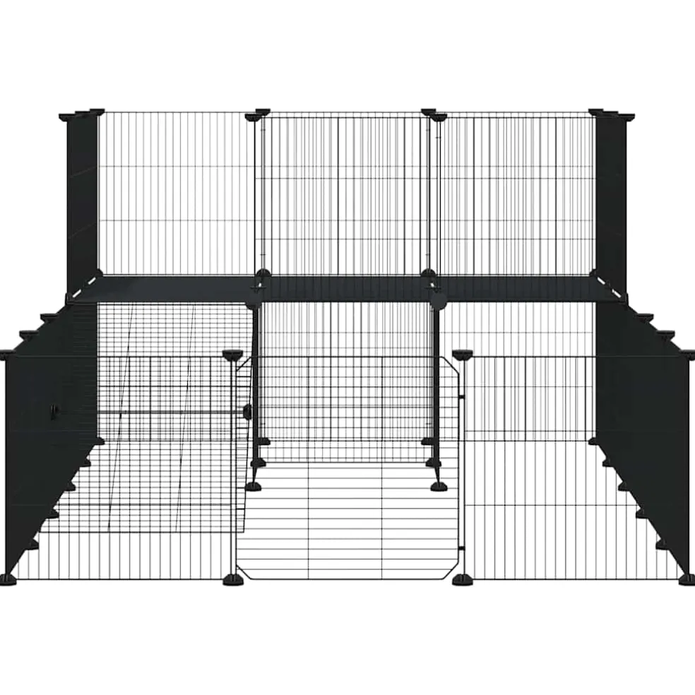 vidaXL Huisdierenkooi met deur 36 panelen 175x105x70 cm staal zwart