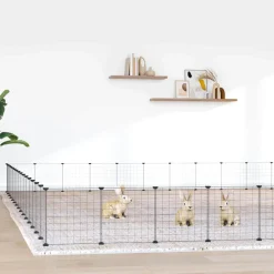 vidaXL Huisdierenkooi met deur 20 panelen 105x70x70 cm staal zwart