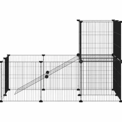 vidaXL Huisdierenkooi met deur 20 panelen 105x70x70 cm staal zwart