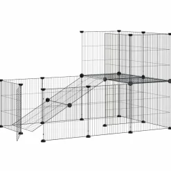 vidaXL Huisdierenkooi met deur 20 panelen 105x70x70 cm staal zwart