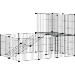 vidaXL Huisdierenkooi met deur 20 panelen 105x70x70 cm staal zwart