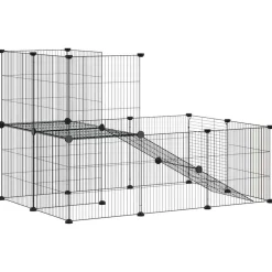 vidaXL Huisdierenkooi met deur 20 panelen 105x70x70 cm staal zwart