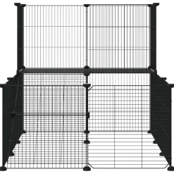 vidaXL Huisdierenkooi met deur 20 panelen 105x70x70 cm staal zwart