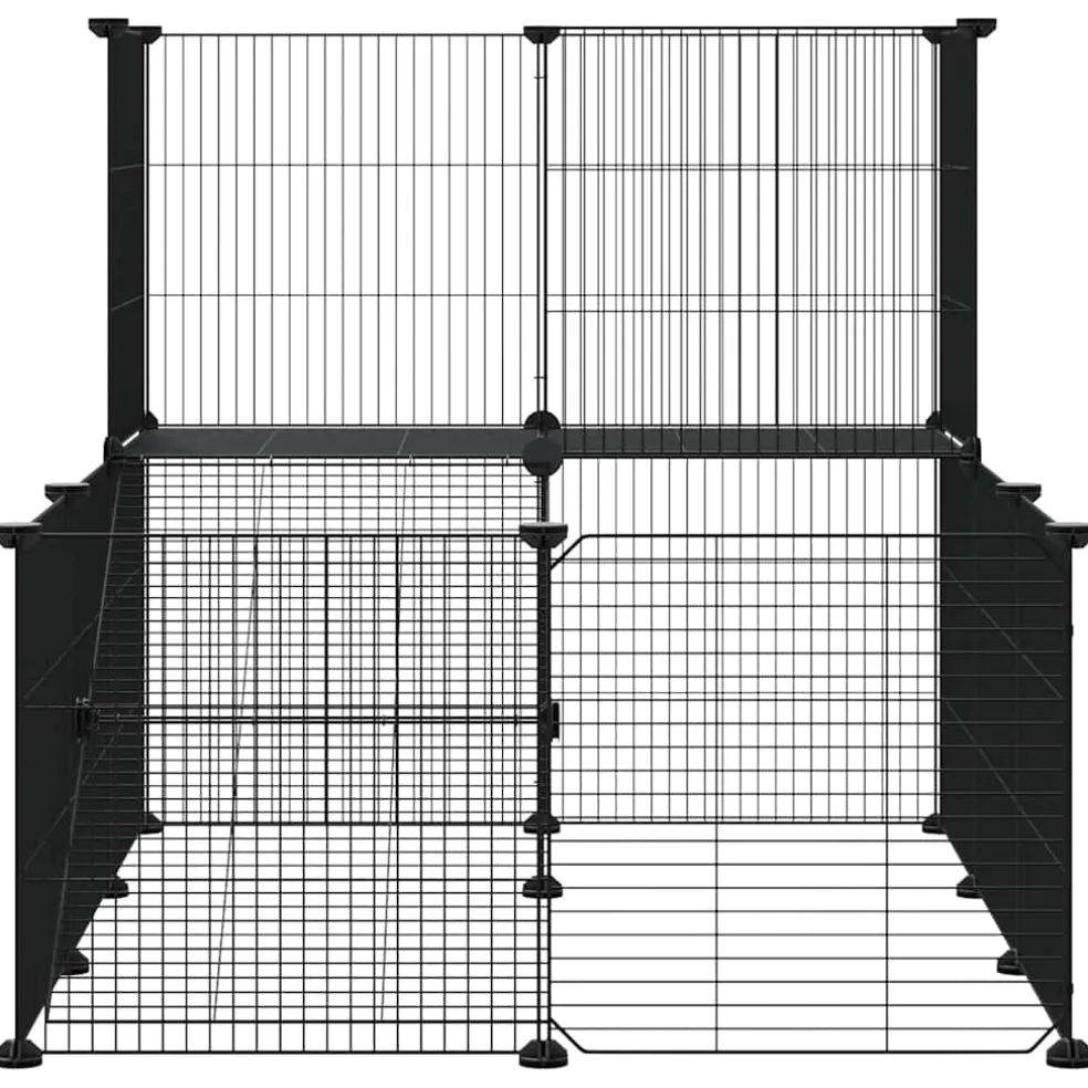 vidaXL Huisdierenkooi met deur 20 panelen 105x70x70 cm staal zwart