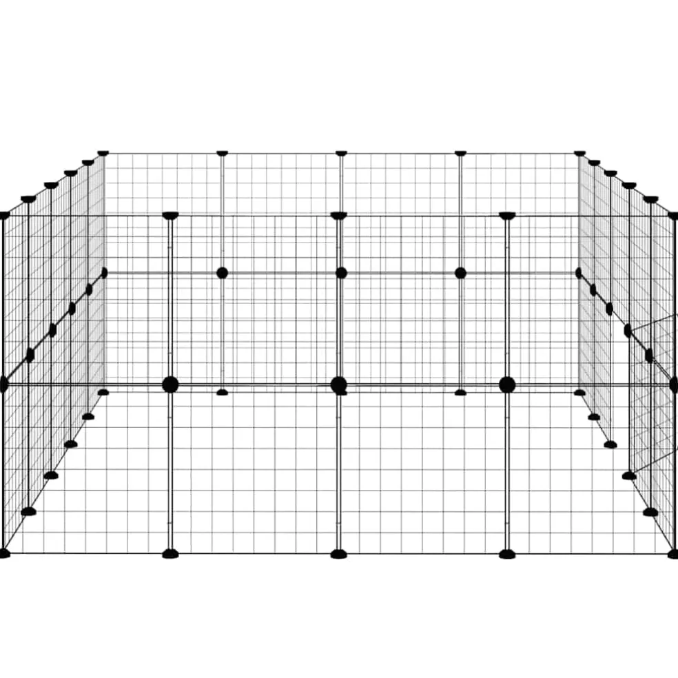 vidaXL Huisdierenkooi met deur 36 panelen 175x140x70 cm staal zwart