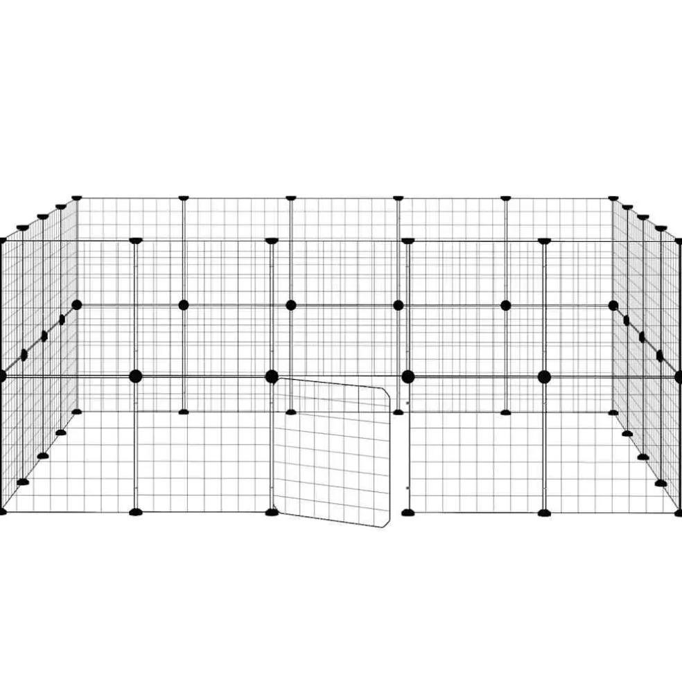 vidaXL Huisdierenkooi met deur 36 panelen 175x140x70 cm staal zwart
