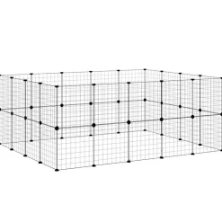 vidaXL Huisdierenkooi met deur 36 panelen 175x140x70 cm staal zwart