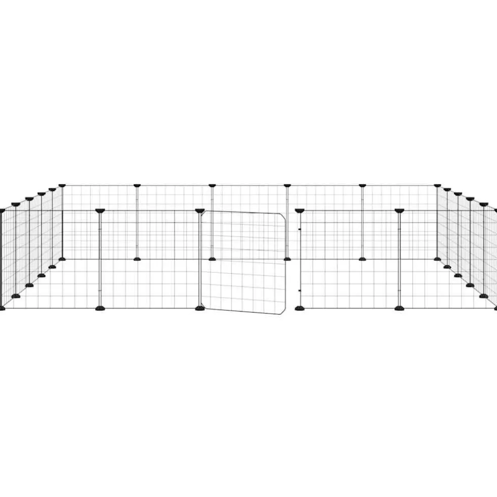 vidaXL Huisdierenkooi met deur 20 panelen 175x175x35 cm staal zwart