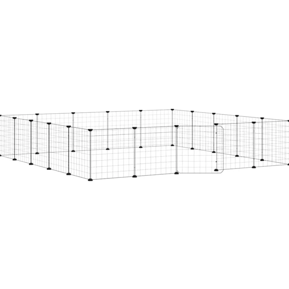 vidaXL Huisdierenkooi met deur 20 panelen 175x175x35 cm staal zwart