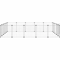 vidaXL Huisdierenkooi met deur 20 panelen 175x175x35 cm staal zwart