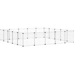 vidaXL Huisdierenkooi met deur 20 panelen 175x175x35 cm staal zwart