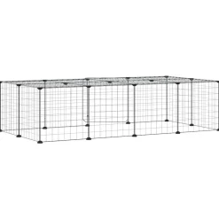 vidaXL Huisdierenkooi met deur 20 panelen 140x70x35 cm staal zwart