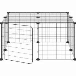 vidaXL Huisdierenkooi met deur 12 panelen 70x70x35 cm staal zwart