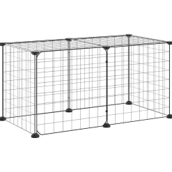 vidaXL Huisdierenkooi met deur 8 panelen 70x35x35 cm staal zwart