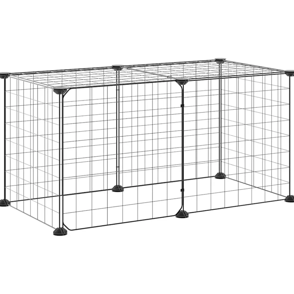 vidaXL Huisdierenkooi met deur 8 panelen 70x35x35 cm staal zwart