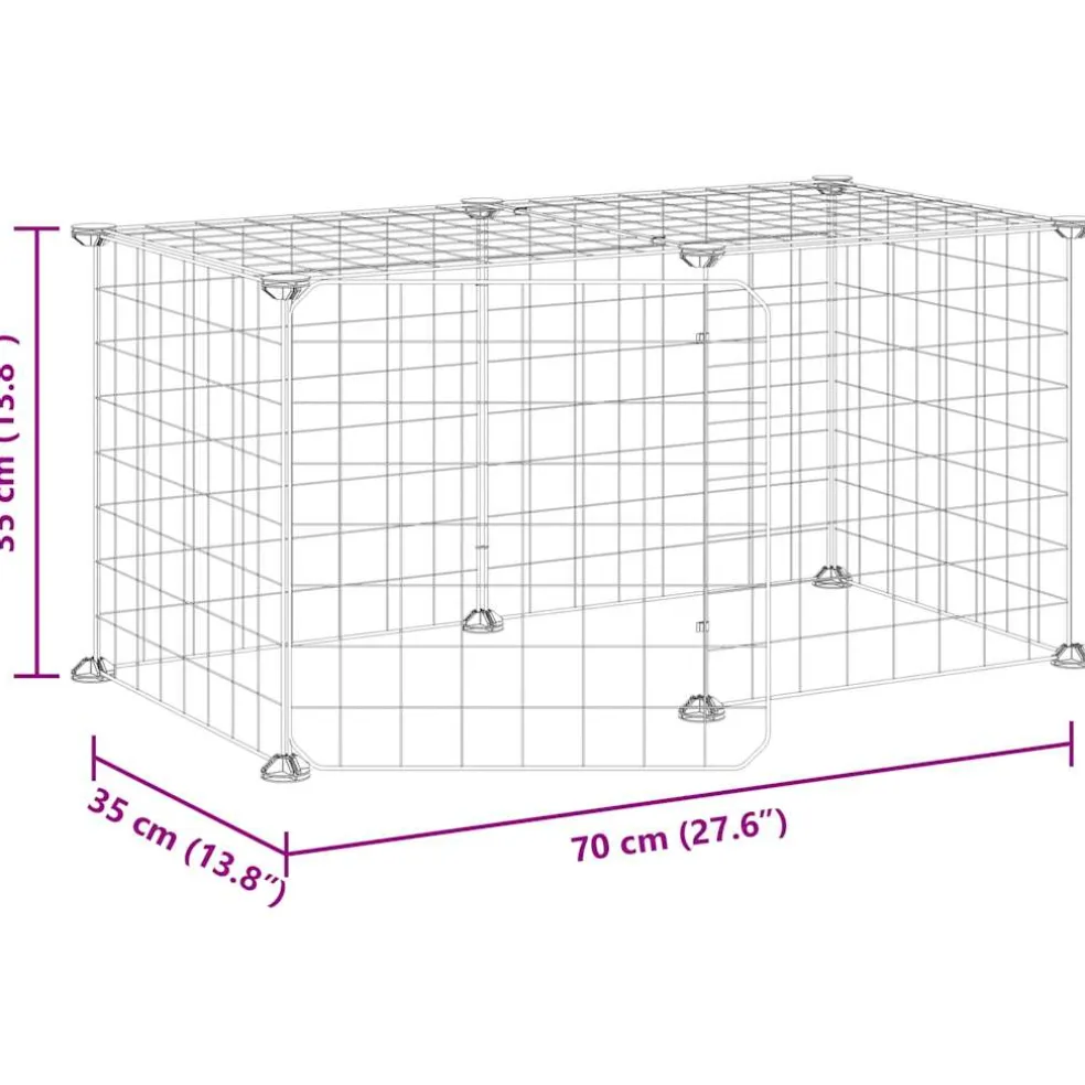 vidaXL Huisdierenkooi met deur 8 panelen 70x35x35 cm staal zwart