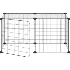 vidaXL Huisdierenkooi met deur 8 panelen 70x35x35 cm staal zwart