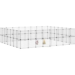 vidaXL Huisdierenkooi met deur 60 panelen 280x245x70 cm staal zwart