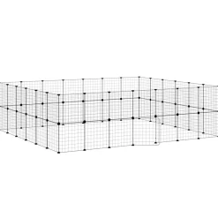 vidaXL Huisdierenkooi met deur 52 panelen 245x210x70 cm staal zwart