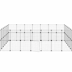 vidaXL Huisdierenkooi met deur 52 panelen 245x210x70 cm staal zwart