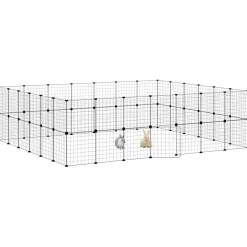 vidaXL Huisdierenkooi met deur 52 panelen 245x210x70 cm staal zwart