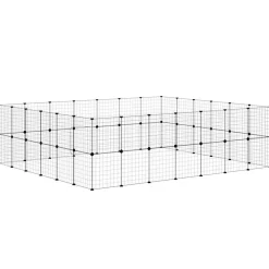 vidaXL Huisdierenkooi met deur 52 panelen 245x210x70 cm staal zwart