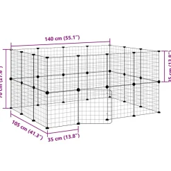 vidaXL Huisdierenkooi met deur 28 panelen 140x105x70 cm staal zwart