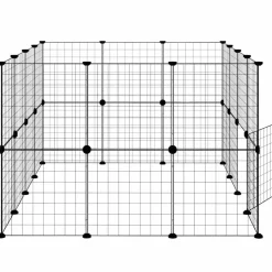 vidaXL Huisdierenkooi met deur 28 panelen 140x105x70 cm staal zwart