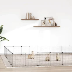 vidaXL Huisdierenkooi met deur 36 panelen 315x315x35 cm staal zwart