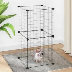 vidaXL Huisdierenkooi met 8 panelen 35x35x70 cm staal zwart