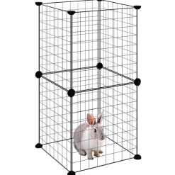 vidaXL Huisdierenkooi met 8 panelen 35x35x70 cm staal zwart