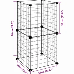 vidaXL Huisdierenkooi met 8 panelen 35x35x70 cm staal zwart