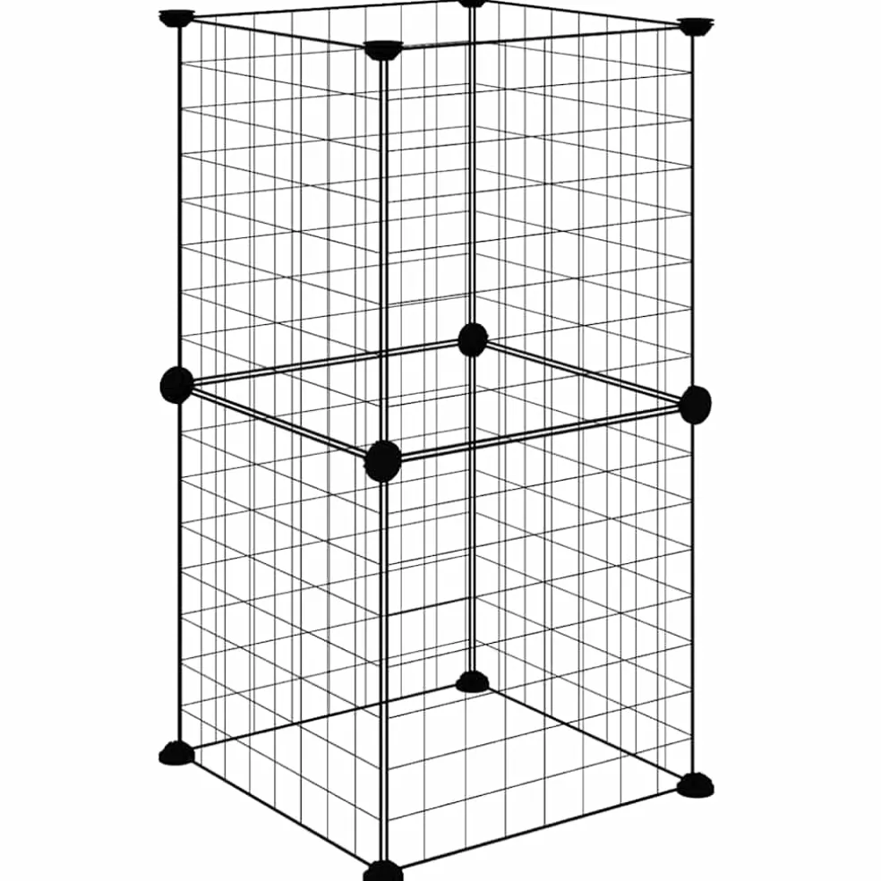 vidaXL Huisdierenkooi met 8 panelen 35x35x70 cm staal zwart