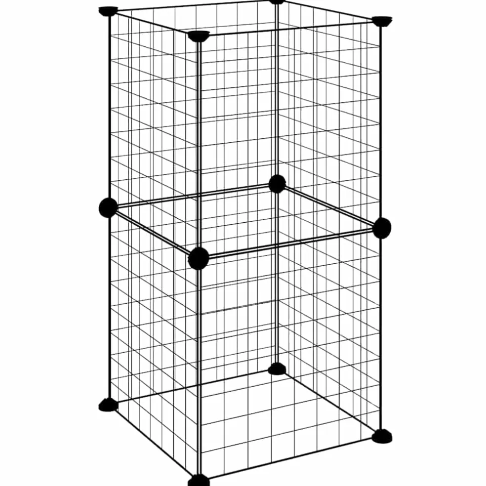 vidaXL Huisdierenkooi met 8 panelen 35x35x70 cm staal zwart