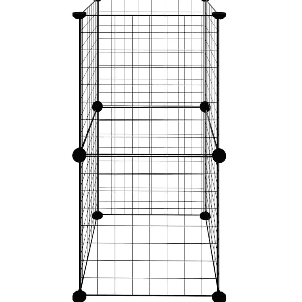 vidaXL Huisdierenkooi met 8 panelen 35x35x70 cm staal zwart