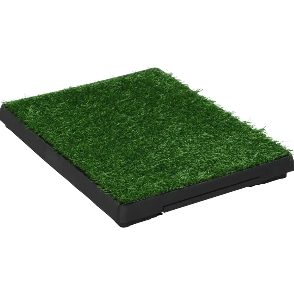 vidaXL Huisdierentoilet met bak en kunstgras 63x50x7 cm groen