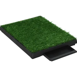 vidaXL Huisdierentoilet met bak en kunstgras 63x50x7 cm groen