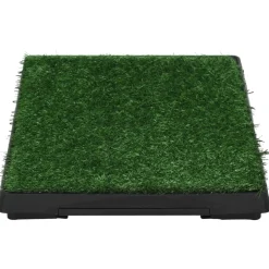 vidaXL Huisdierentoilet met bak en kunstgras 63x50x7 cm groen