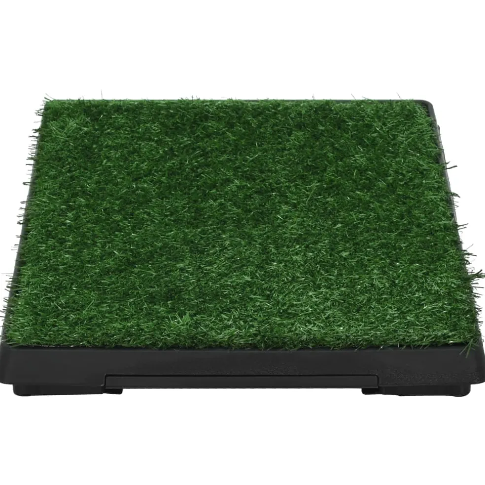 vidaXL Huisdierentoilet met bak en kunstgras 63x50x7 cm groen