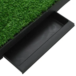 vidaXL Huisdierentoilet met bak en kunstgras 63x50x7 cm groen
