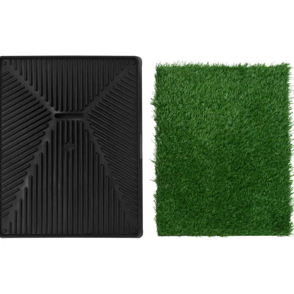 vidaXL Huisdierentoilet met bak en kunstgras 63x50x7 cm groen