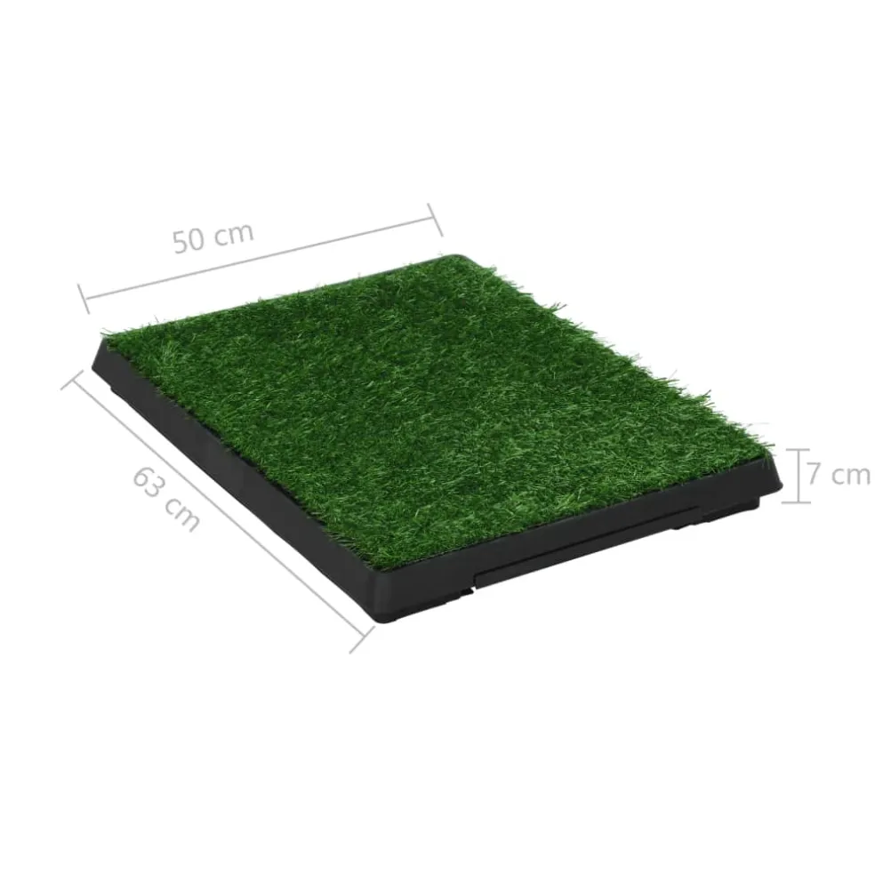 vidaXL Huisdierentoilet met bak en kunstgras 63x50x7 cm groen