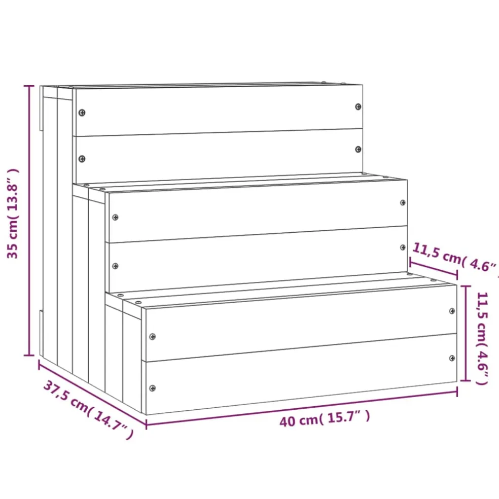 vidaXL Huisdierentrap 40x37,5x35 cm massief grenenhout