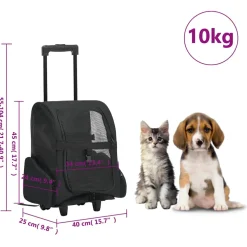 vidaXL Huisdierentrolley inklapbaar zwart