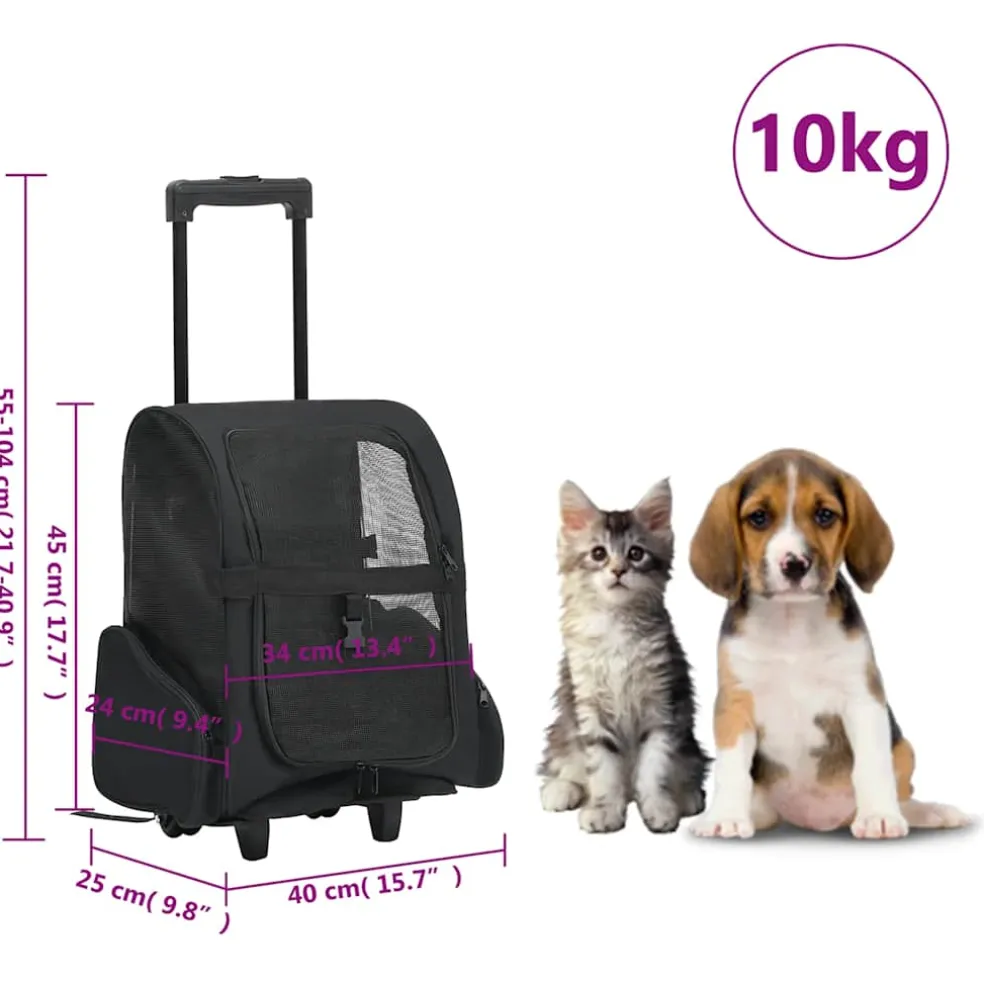 vidaXL Huisdierentrolley inklapbaar zwart