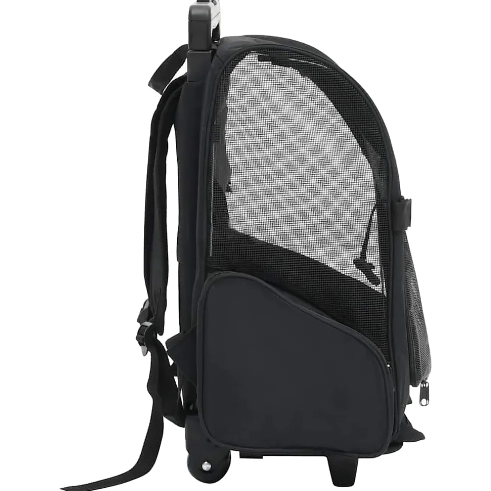 vidaXL Huisdierentrolley inklapbaar zwart
