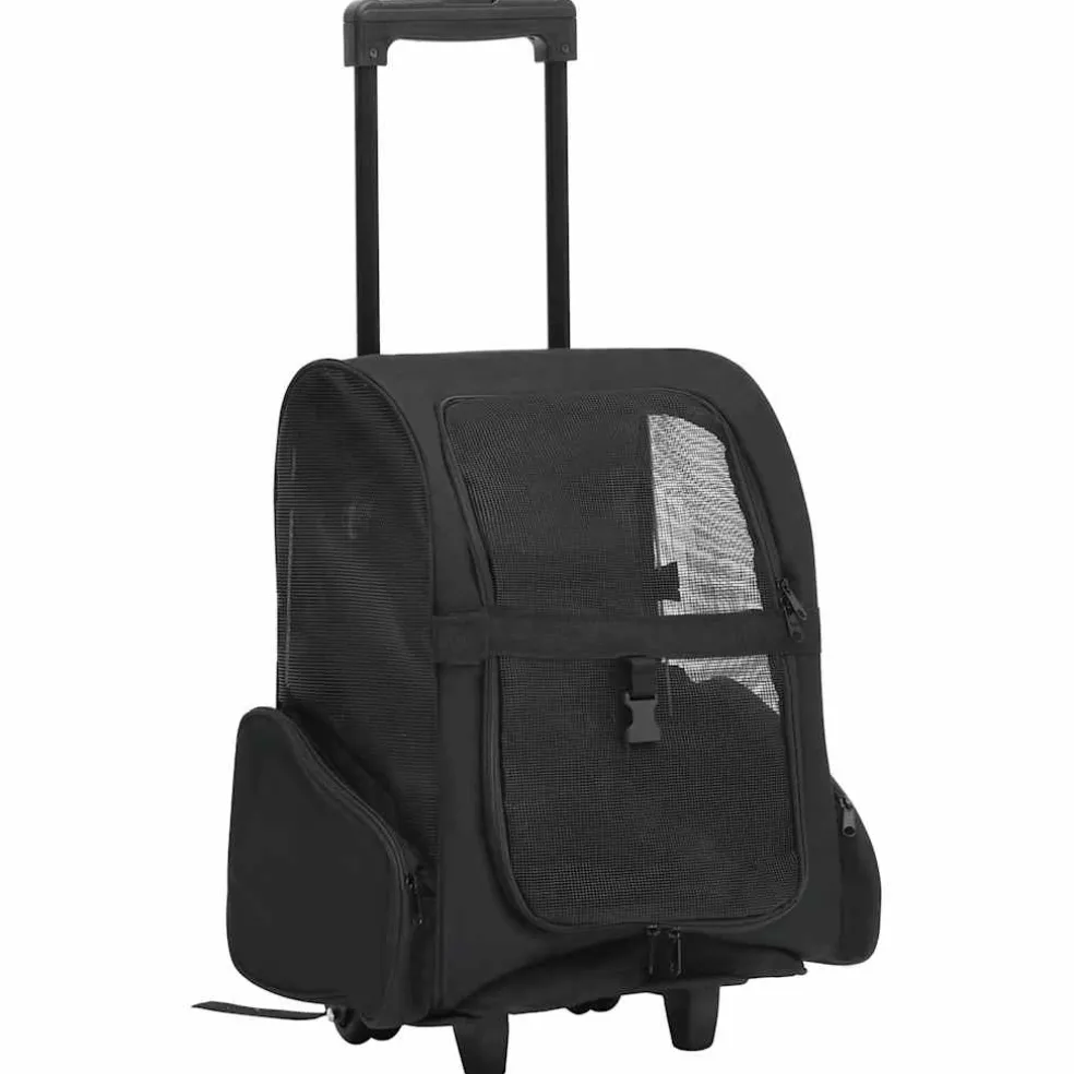 vidaXL Huisdierentrolley inklapbaar zwart