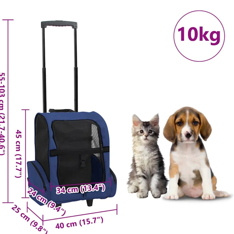 vidaXL Huisdierentrolley inklapbaar blauw