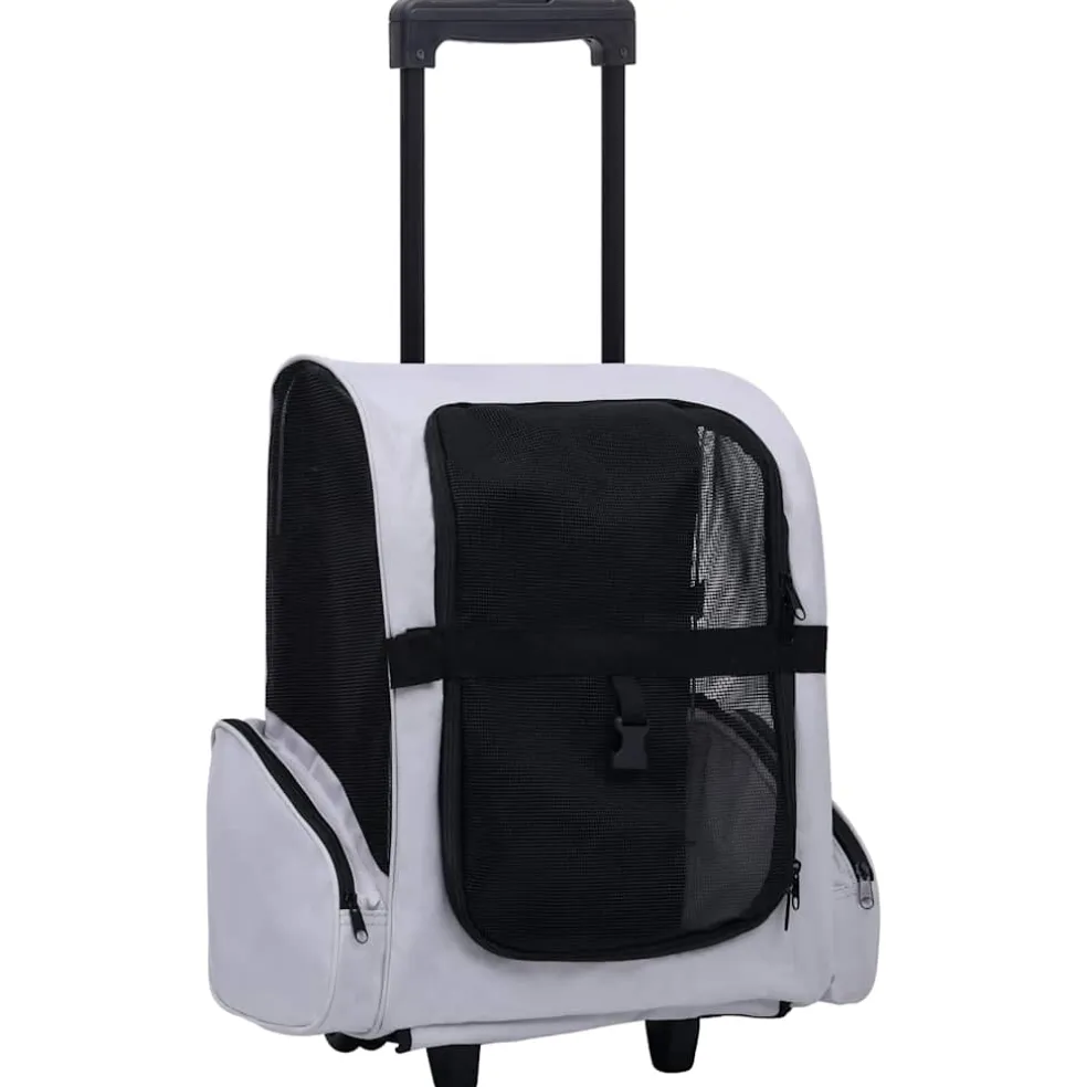 vidaXL Huisdierentrolley inklapbaar grijs