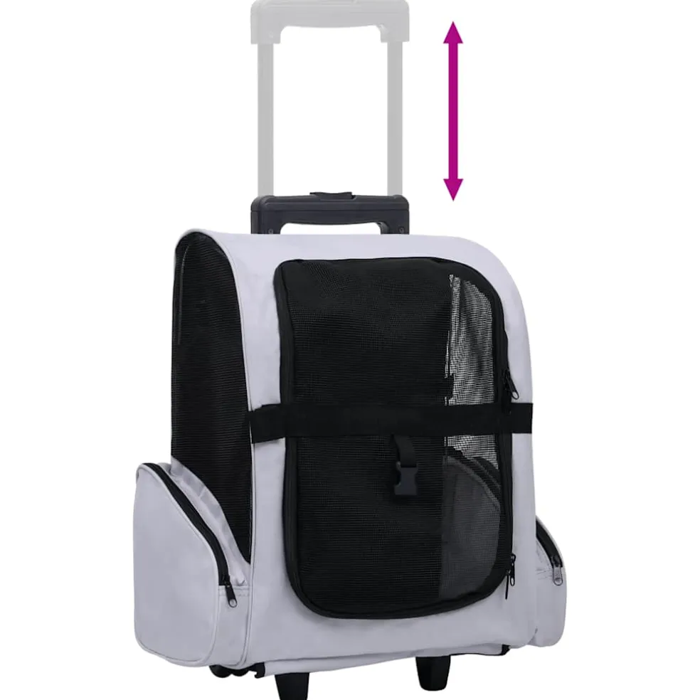 vidaXL Huisdierentrolley inklapbaar grijs